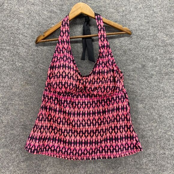 A New Approach Tankini Top Women 16W Plus Pink Striped Sleeveless Halter Neck - Picture 1 of 8